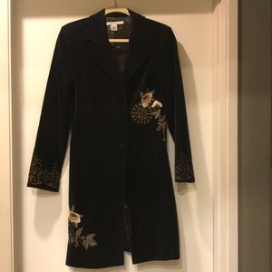 Beautiful cabbie black velvet embroidered coat